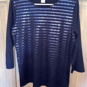 Navy Sequin Blouse